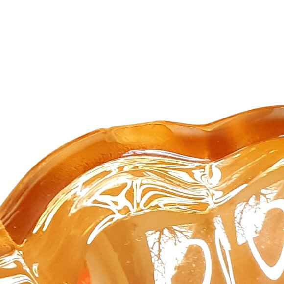 Jeanette Glass 5 Carnival Iridescent Amber Clover Shamrock Candy Dish - Picture 5 of 7